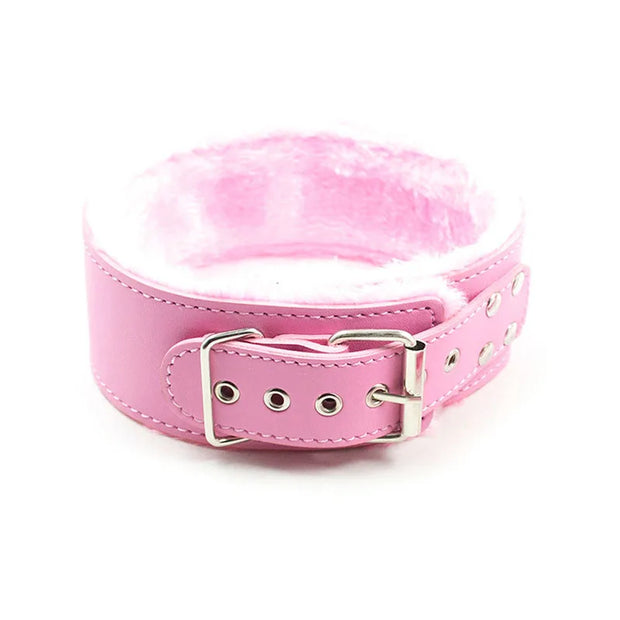 Leather Plush Collar with Leash