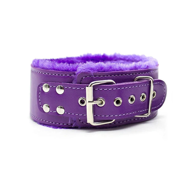 Leather Plush Collar with Leash