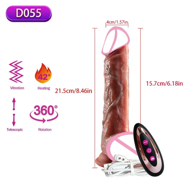 Telescopic Realistic Heating Vibrator Dildo