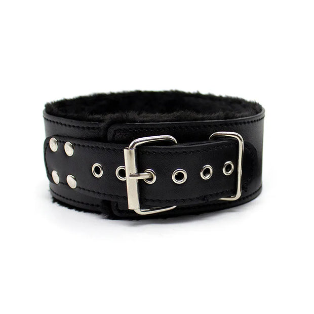 Leather Plush Collar with Leash