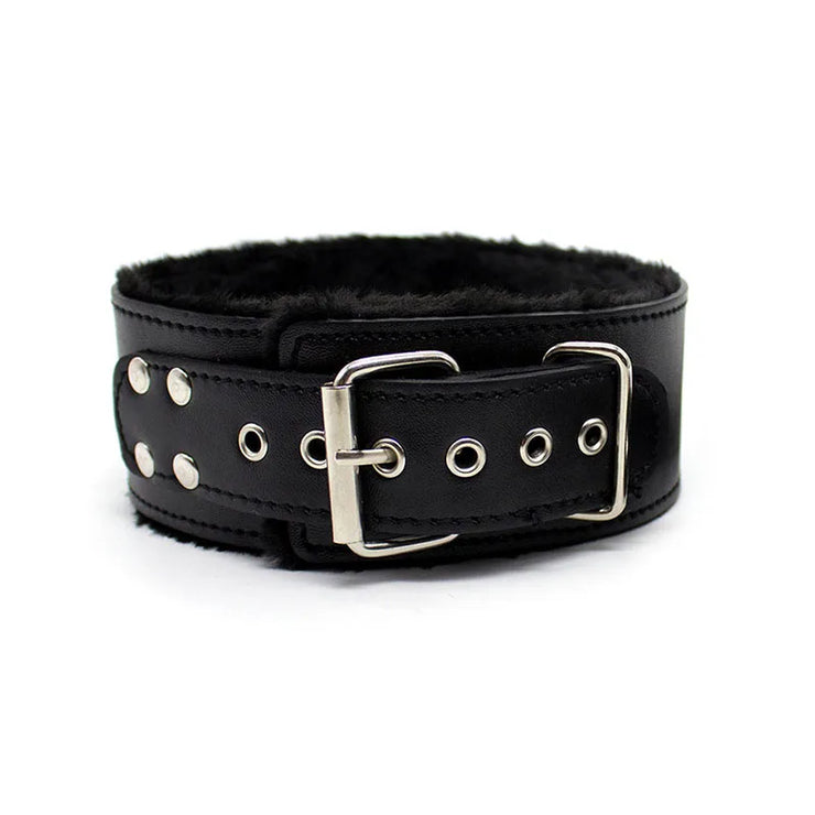 Leather Plush Collar with Leash