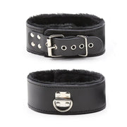 Leather Plush Collar with Leash