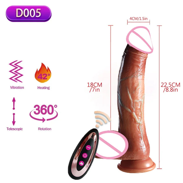 Telescopic Realistic Heating Vibrator Dildo