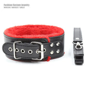 Leather Plush Collar with Leash