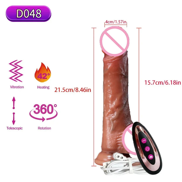 Telescopic Realistic Heating Vibrator Dildo