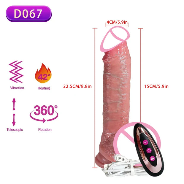 Telescopic Realistic Heating Vibrator Dildo