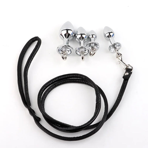 Traction Rope & Metal Anal Plug Set