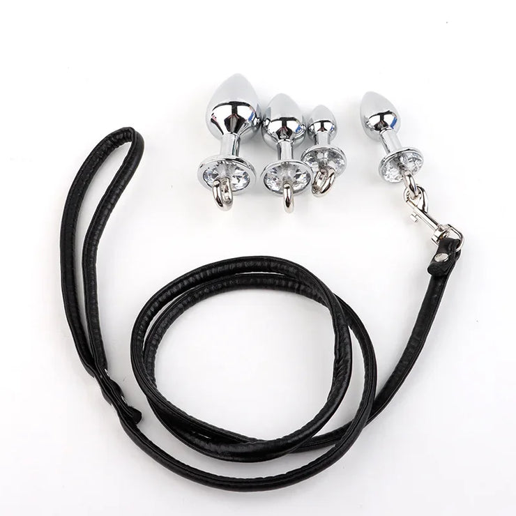 Traction Rope & Metal Anal Plug Set